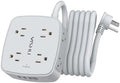 10 Ft Surge Protector Power Strip - 8 Widely Outlets with 4 USB Ports, 3 Side Outlet Extender with 10 Feet Extension Cord, Flat Plug, Wall Mount, Desk USB Charging Station, ETL, Grey