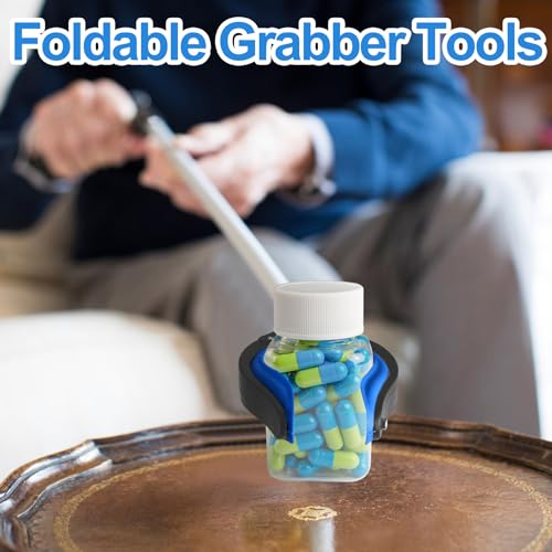 12 Pack Grabber Reacher Tool for Elderly, 32" Extra Long Litter Stick Lightweight Handy Claw Grabber for Arm Extension Garbage Gripper Trash Pick up Litter Picker Garden(Blue Classic)