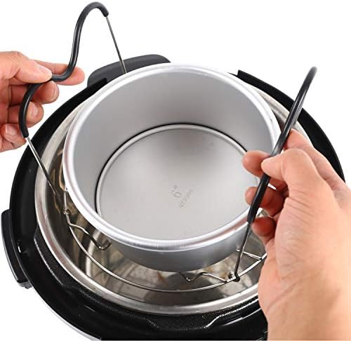 "Versatile Steamer Rack Trivet 304 Food Grade Stainless: Essential Instant Pot Accessory for Effortless Cooking - Perfect for Safely Handling Springform and Cheesecake Pans in 6 & 8 qt Models"