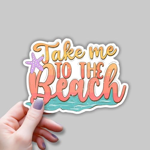 (3 pcs) Take Me to The Beach Sticker Funny Beach Ocean Life Tumbler Decal Sticker for Kindle Laptop Water Bottle Phone Hard Hat Vinyl Decal - 3x2.2