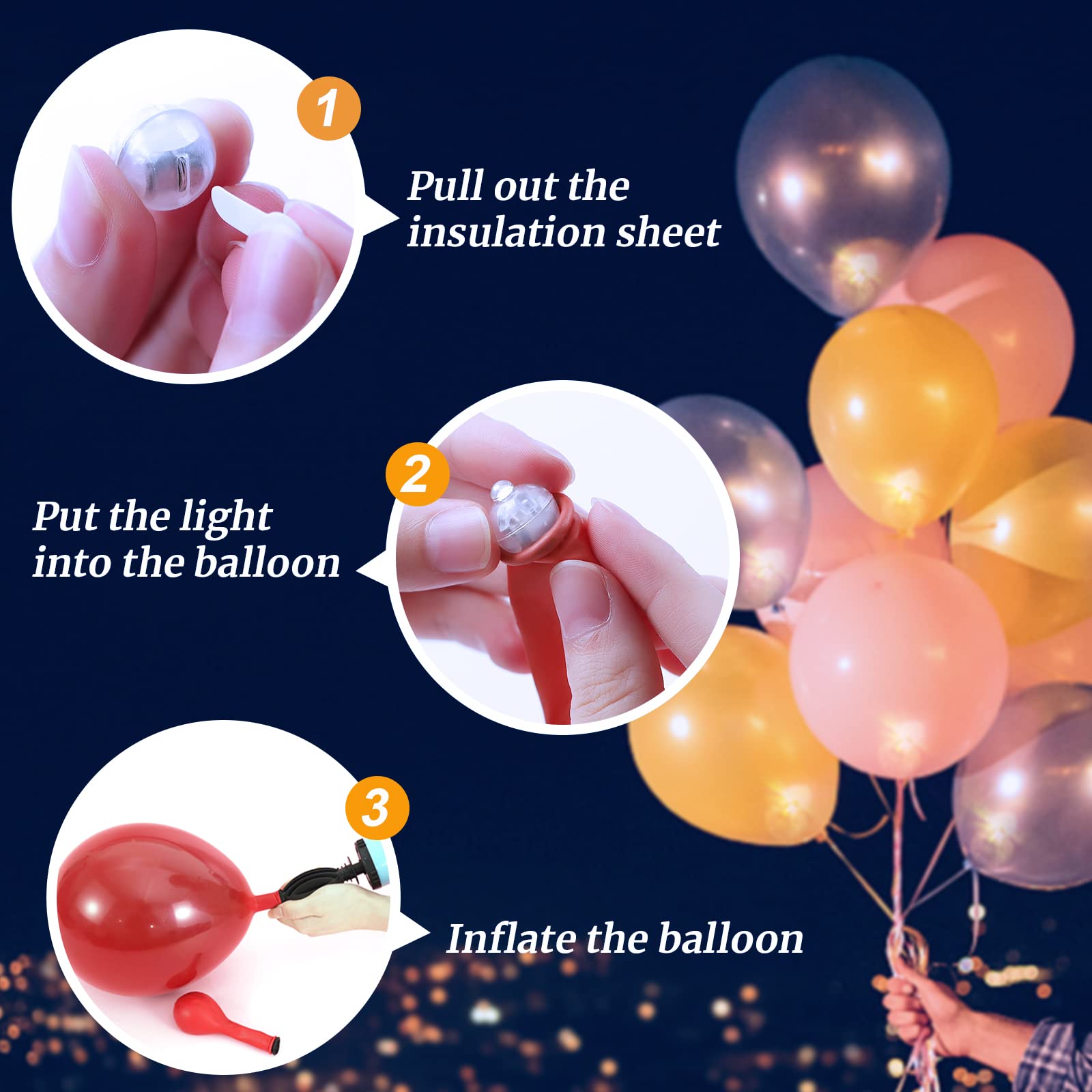 100PCs Mini Led Lights,Flash Led Balloons Light 5 Colors for Party Decorations Neon Party Lights for Paper Lantern Easter Eggs Birthday Wedding Halloween Christmas Decoration - Blinking Mix Color