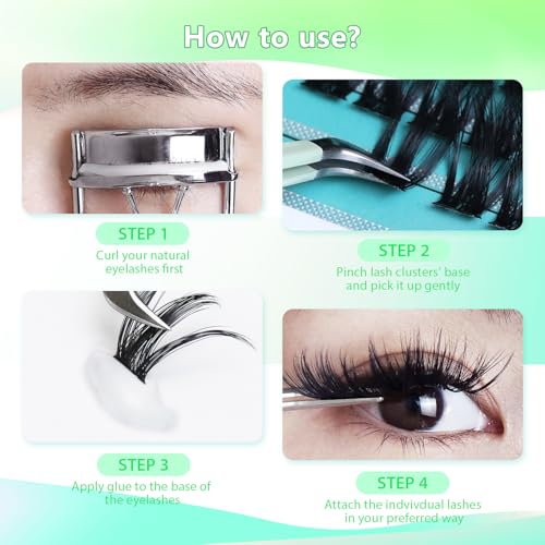 12rows-Large Tray Mixed 8-10-12-14-16mm/Mixed 14-15-16mm/Mixed14mm-16mm/Mixed 18-20mm Wide Stem Individual False Eyelashes Dramatic Black Cluster Eyelashes (Lashes Kit-12-14MM)