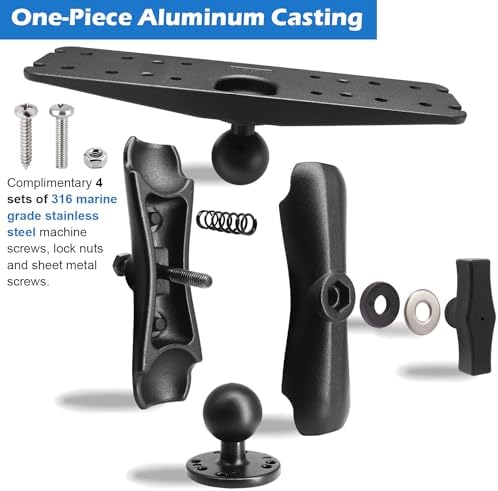 1.5" Ball Fish Finder Mount for 9" to 12" Large Fishfinder, Marine Electronic Depth Finder Mount with C Size Ball, Compatible with Garmin, Lowrance, Humminbird and More