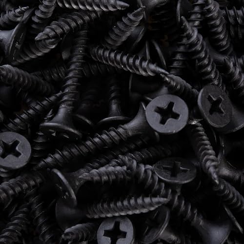 100 PCS #10 X 1-1/2 inch Black Oxide Coated Flat Head Phillips Wood Screws, Stainless Steel 18-8 (A2) Fully Threaded 10 X 1-1/2'' Multipurpose Screw by TPOHH