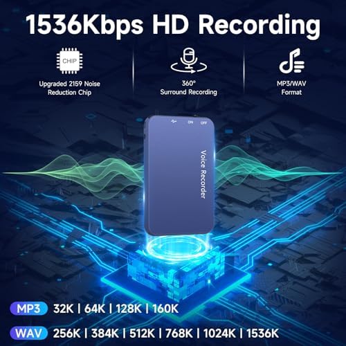 128GB Professional Voice Recorder - 1536KB Superior Sound Quality, Vormooi Premium Metal Recording Device with 40Hrs Battey Time, Ideal for Interview Class Lecture Meeting