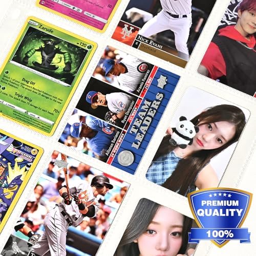 100 Pack 9 Pocket Double Side Card Sleeves Binder Sheets, Holds 1800 Cards, Trading Card Binder Sleeves for 3 Ring Binder, Card Sleeve Pages for Baseball, Football, Business, TCG, Kpop Cards