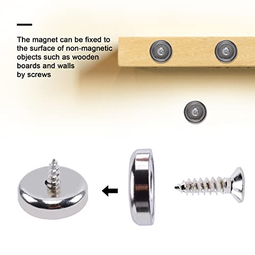 12 Pcs Strong Neodymium Magnets Heavy Duty, Dia 1.42 inch 105 lbs Cup Countersunk Rare Earth Magnets with Screws, Round Ring Magnets for Cabinets Kitchen Holding Lockers Tools Hanging