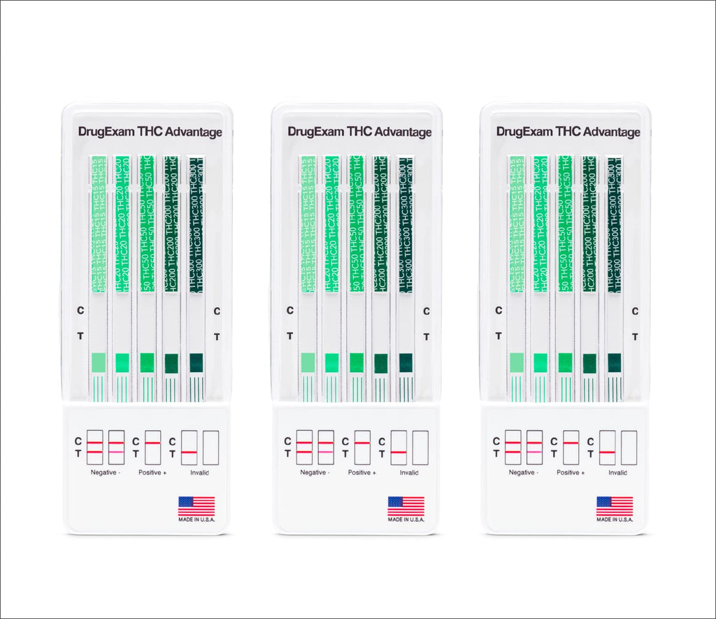 10 Pack - DrugExam THC Advantage Made in USA Multi Level Marijuana Urine Test Kit. Highly Sensitive THC 5 Level Test Kit. Detects at 15 ng/mL, 20 ng/mL, 50 ng/mL, 200 ng/mL and 300 ng/mL (10)