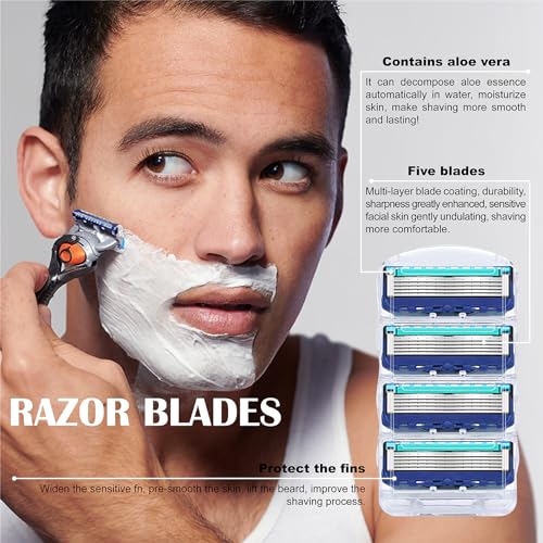 12pcs Razor Blade Shaving Razor Blade Refills for Fusion 5, Orange New Version