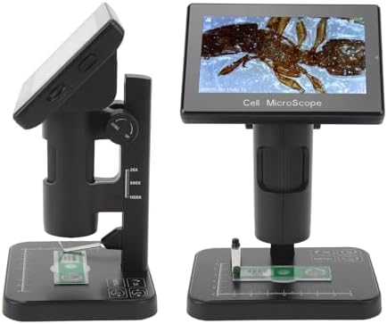 1080P Digital Microscope with 5in 800x480 Screen, USB 2600mAh Camera Microscope with Optical 1000X Digital 8X Zoom 3 Lighting Modes, Microscope for Soldering Research