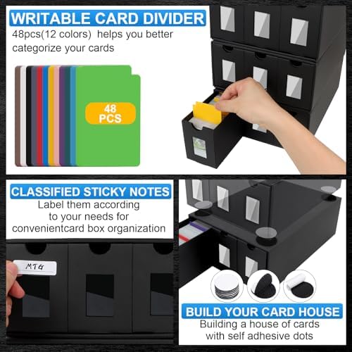 12000+ Trading Card Storage Box for Commander Display, Card Deck Box Cardboard with 48 Card Dividers, Labels & Tapes, Trading Card Collection Box Fit for YuGiOh, TCG, PTCG, MTG and Sport Cards