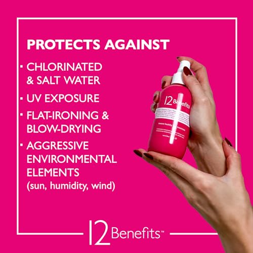 12 Benefits Instant Healthy Hair Treatment, Leave-In Conditioning, Smoothes Frizz, Strengthens & Repairs, Heat Protection Spray, 6 Fl Oz (Pack of 2)