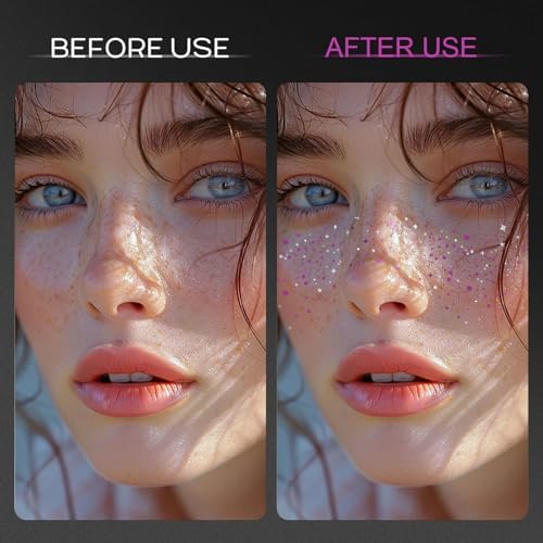 10 Pcs Purple-Silver Dual-Tone Glitter Freckles, Double Colors Glitter Face Tattoo, Waterproof Face Sparkle, Long-Lasting 48h Freckles for Women