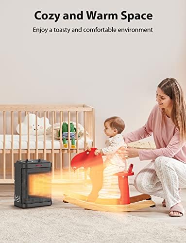 1500W Space Heater, Small Space Heater for Indoor Use, PTC Ceramic Space Heater with Thermostat, 3 Modes, Safety Quiet Heating, Multiple Protection, Portable Heater for Office Room Desk Use