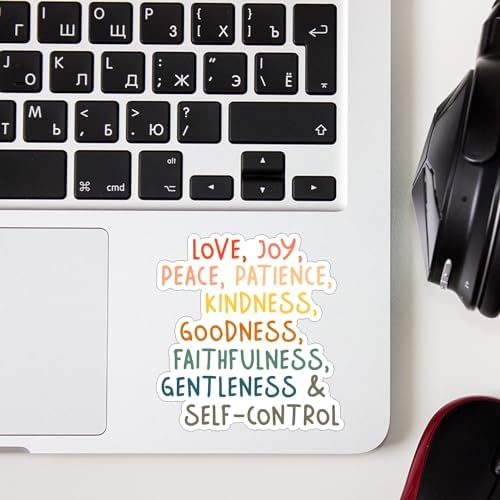 (3pcs) Love Joy Peace Patience Kindness Goodness Faithfulness Gentleness and Self-Control Sticker for Water Bottles Laptops Phones Kindle Jesus Christian Inspirational Quote Vinyl Decals-2.8x3
