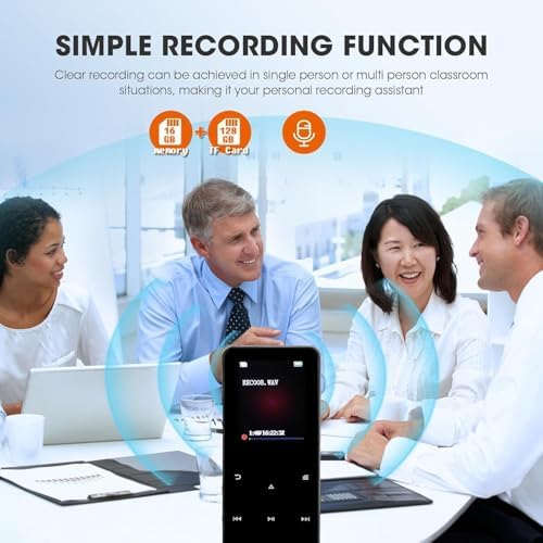 144GB MP3 Player with Bluetooth 5.2, Music Player with Built-in Speaker/FM Radio/Voice Recorder/E-Book Reader, Lossless Sound Multifunctional Mini Design Ideal for Sport Running (Earphones Included)