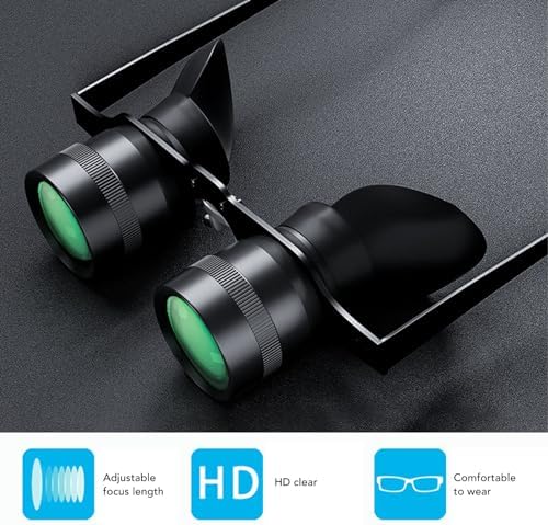 10X Binocular Glasses Hands , Fishing Magnifying Glasses with 3 Color Filters, Outdoor Fishing Binoculars Telescope for Outdoor Hunting Bird Watching Sightseeing Concerts