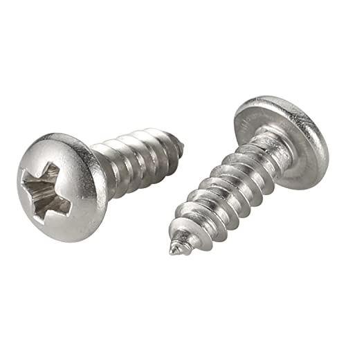 #10 x 3/4" Pan Head Self Tapping Screw, Pan Head Sheet Metal Screws Wood Screws, Stainless Steel 304 (18-8), 100 Pack