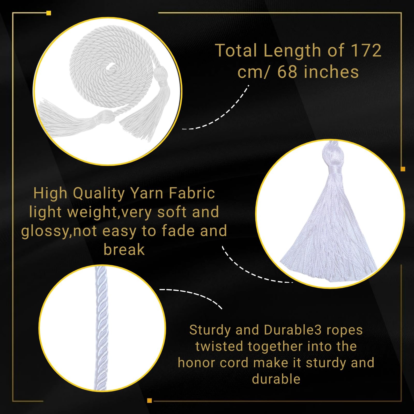 10 Pieces White Graduation Honor Cords for Graduation 2025,National Honors Society White Cords Bulk