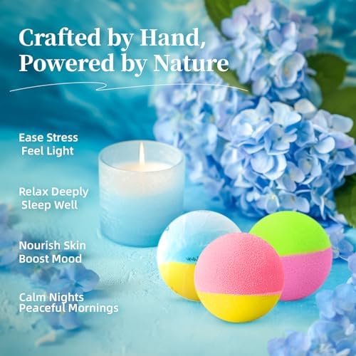 10 Bath Bombs Gift Set, Handmade with Natural Ingredients, 5 Aromatic Scents, Relaxing Bath Bombs for Women Men and Kids, Spa Gifts for Valentine's Day, Mothers Day, Best Birthday Gifts for Relaxation