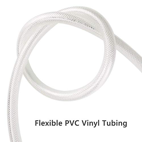 1/2" ID x 5 Ft High Pressure Braided Clear PVC Vinyl Tubing Flexible Vinyl Tube, Heavy Duty Reinforced Vinyl Hose Tubing, BPA Free and Non Toxic