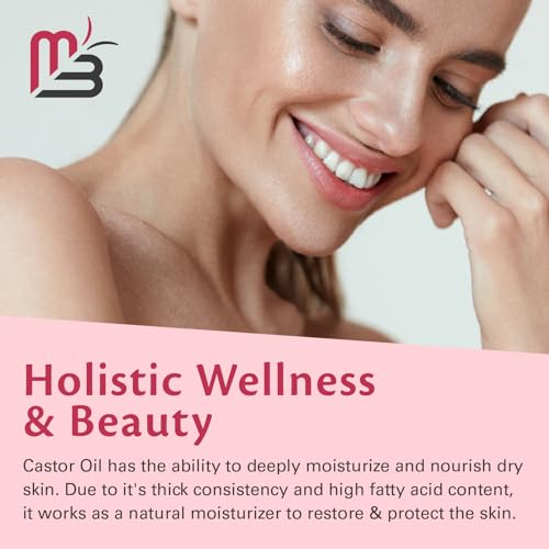 100% Pure Castor Oil 500mL - Hexane Free Cold Pressed Castor Oil in Glass Bottle for Hair Skin & Body Nourishment - Extra Large Unrefined Castor Oil for Hair Lashes Brows Skin and Detox Practices