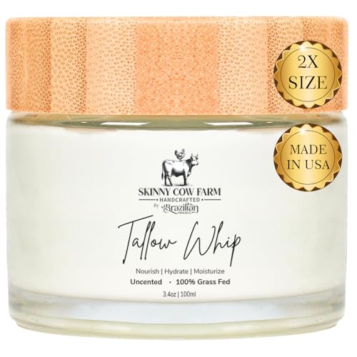 100% Grass-Fed Whipped Tallow Cream (100ml) - Handmade & Unscented Moisturizing Beef Balm for Ultra-Hydration, Safe for All, Men & Women - Beef Tallow For Skin Face and Body - 3.4oz