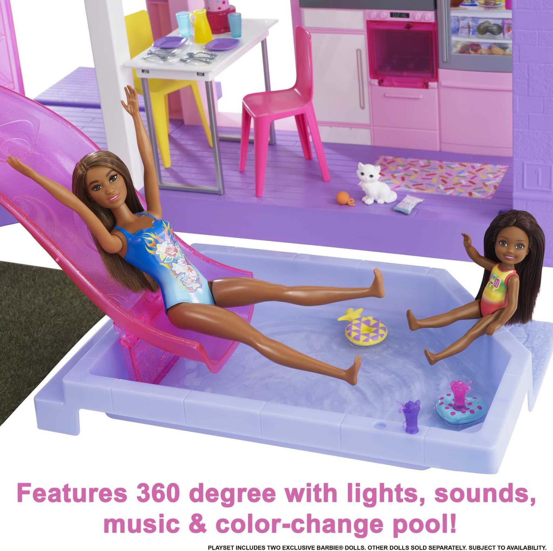 Barbie 60th Anniversary DreamHouse Playset with 2 Dolls, Car & 100+ Accessories