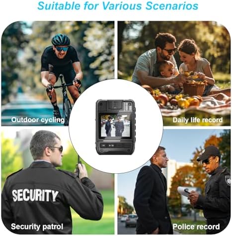 1080P Body Camera, Police Body Cam with 12H Continous Record, 64G SD Card, Shoulder and Waist Clips, Lightweight Personal Body Worn Cameras for Law Enforcement, Security Guards, Cycling Trip