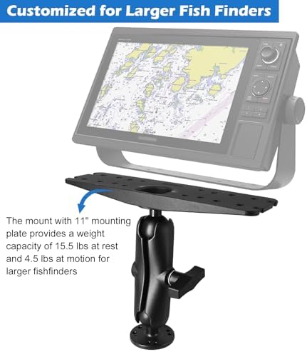 1.5" Ball Fish Finder Mount for 9" to 12" Large Fishfinder, Marine Electronic Depth Finder Mount with C Size Ball, Compatible with Garmin, Lowrance, Humminbird and More