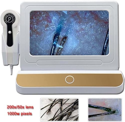 10 Inches Skin Diagnosis Hair Analyzer Machine with HD LCD Screen Digital Skin Detector 50X 200X Skin Detector Moisture Tester, Microscope Skin Care Tool