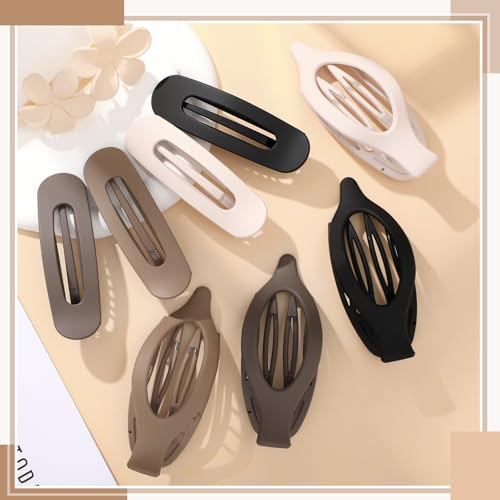 10 Pcs Flat Hair Clips for Women, 3 Styles French Flat Hair Clips Lay Flat Claw Clips Flower Flat Hair Clips, Non-slip Matte Hair Clips for Thin Thick Hair