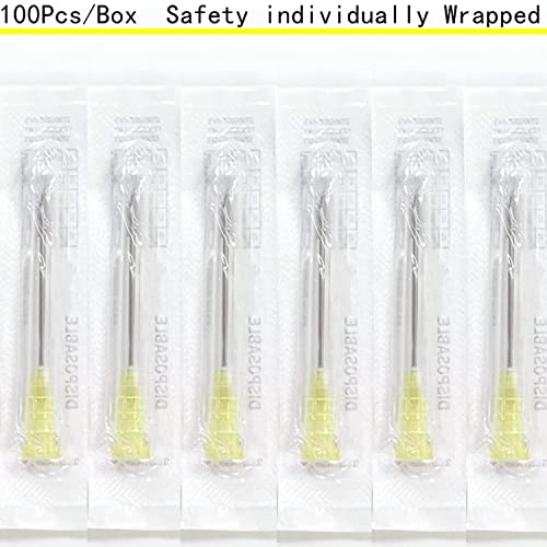 100 Pcs 30Ga 0.5 Inch/13mm Lab Dispensing Needle Luer Lock, Individually Sealed Wrapped