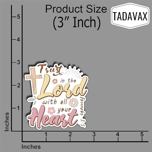 (3Pcs) Trust in The Lord with All Your Heart Sticker Christian God Cristianos Cross Bible Decorate Waterproof Vinyl Water Bottle Tumbler Books Phone Laptops Sticker Gifts for Love Jesus 3x2.6 Inch
