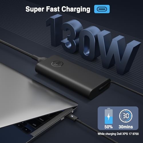 130W USB C Laptop Charger for Dell XPS 15 2-in-1 9575 9500 XPS 17 9700 Precision 5530 2-in-1 5550 5750 3660 3551 Latitude 7410 7310 7210 9410 9510 5420 5520 Type C Power Adapter