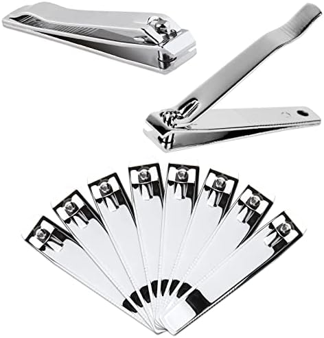 11pcs Large Beauticom Stainless Steel Straight Nail Clipper - Professional Ultra Sharp Sturdy Silver Finger Nail and Toe Nail Cutters for Acrylic Nails Grooming Manicure