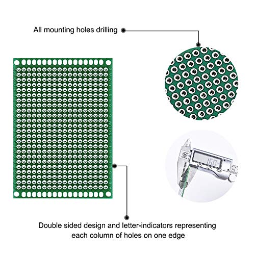 104pcs Double Sided PCB Board Kit, Prototype Boards for DIY Soldering and Electronic Project Circuit Boards Compatible with Arduino Kits, 30PCS 40 Pin 2.54mm Male and Female Header Connector