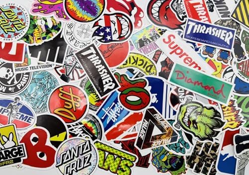 100 Piece Skateboard Decal/Pack Cool Waterproof Stickers for Laptop Water Bottle Suitcase Phone Luggage, Skateboarding Stickers Decal for Adults