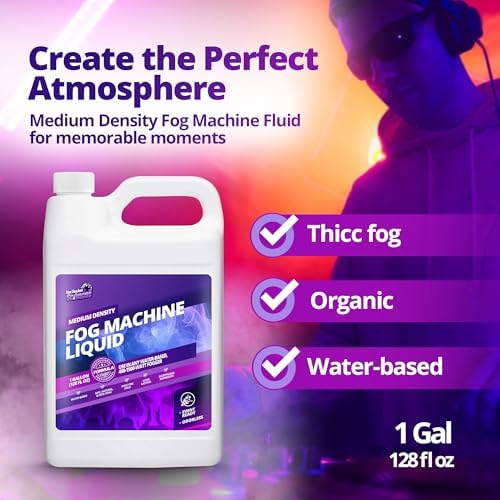 1 Gallon Fog Machine Liquid Smoke - Medium Density Smoke Machine, Fog Juice for 400-1500 Watt Foggers, Water-Based, Lasting & Ultra Thick Atmosphere, Ideal for Concerts, Parties & Events