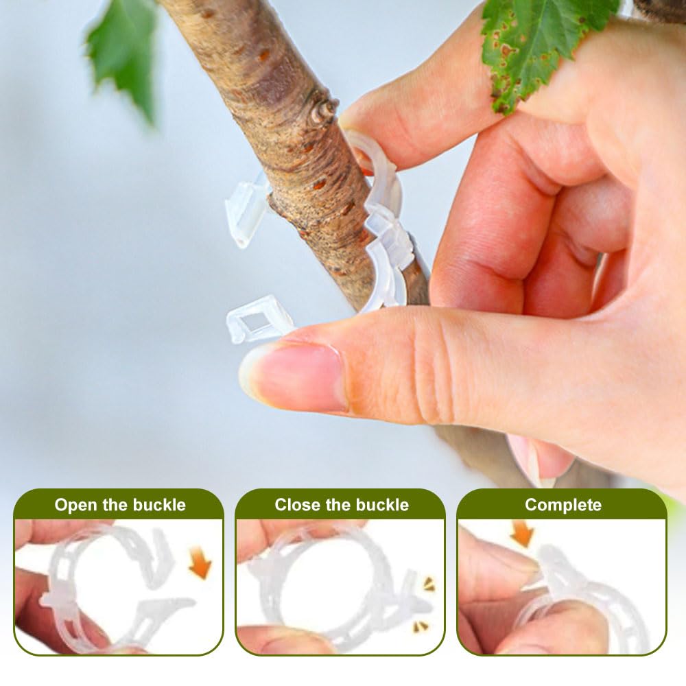 100 PCS Secured Plastic Plant Clip, Plant Support Clips, Garden Clips for Climbing Plants, Plastic Trellis Clips Plant Support Clips Tomato Grape Vine Vegetables Plant Fixing Clips (100, White)