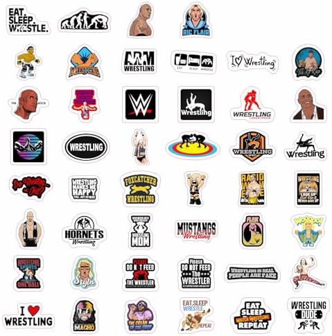 100Pcs Wrestling Stickers and Decals for Water Bottles, Wrestling Birthday Party Decorations, Wrestling Birthday Party Supplies, Wrestling Gifts for Teen Boys and Girls, Gifts for Wrestlers