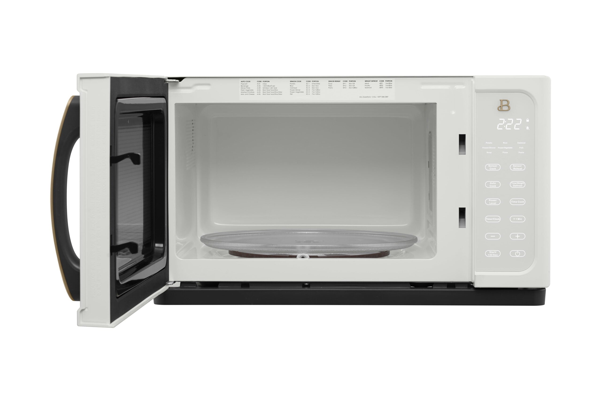 Beautiful 1.1 Cu ft 1000W Sensor Microwave Oven, White Icing - Kitchen Appliance