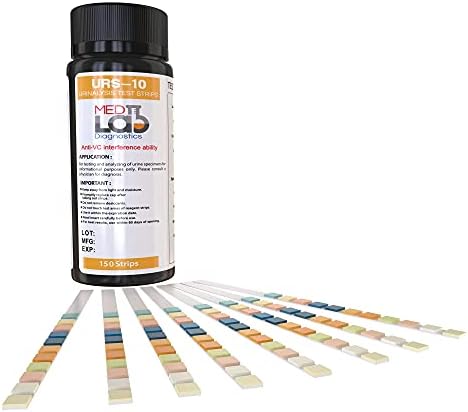 10 Parameter Urine Test Strips for Urinalysis(150 Cnt) in Sealed Pouches. Tests for Ketosis, pH, Protein, UTI, Kidney and Liver Function