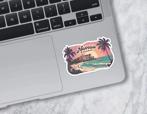 (3pcs) Nassau Bahamas Sticker - Suitcase Sticker - Luggage Stickers - Notebook Stickers - Laptop Stickers - Seattle Travel Sticker - Journal Sticker - Funny Gift (Size 3""), White