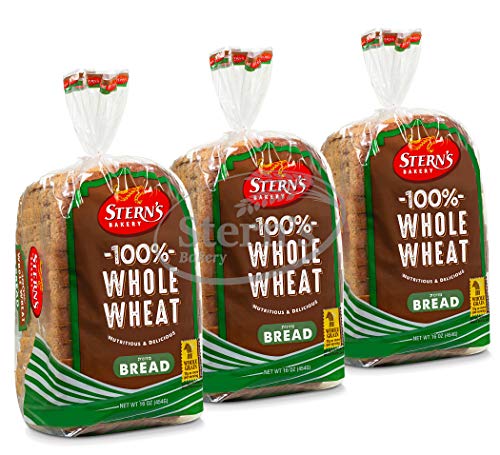 100% Whole Wheat Bread Sliced - 3 Pack - 16 oz per Loaf | Delicious Sandwich Bread | Kosher Bread | Dairy & Nut Free | Stern’s Bakery
