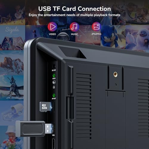 10.1" Dual Car DVD Players with HDMI Input, Headphones, Mounting Brackets, DVD Player for Car Support USB/SD Card, AV in/Out, Last Memory, Play A Same or Two Movies(2 Players)