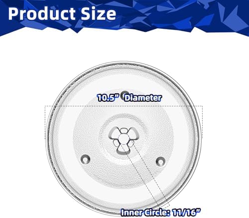 10.5 inch Glass Turntable for Microwave Hamilton Beach HB-P90D23, 252100500497, Emerson MP-P23, 10.5" Microwave Plate Replacement GE WB48X21336, 0.9 Cu Ft, RV 10 1/2 inch Removable Turntable