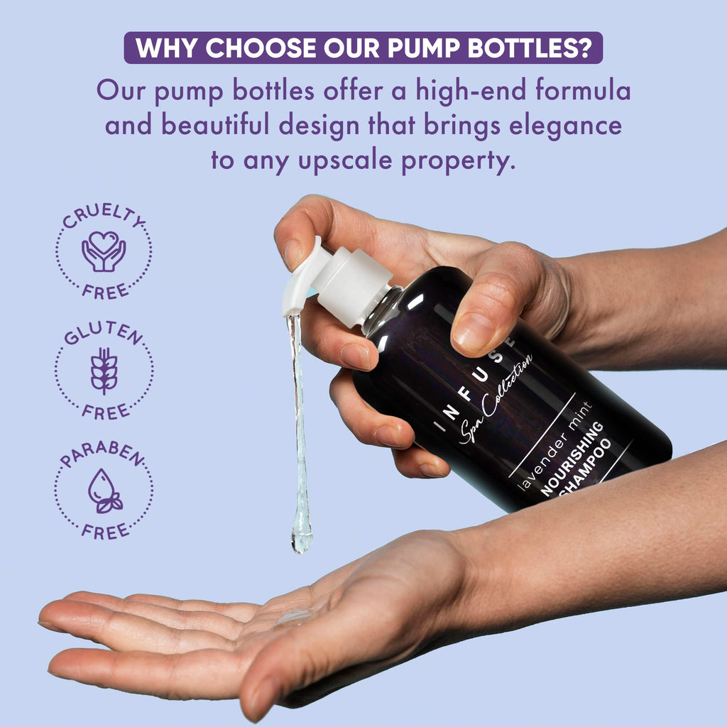 1-Shoppe All-in-Kit | Infuse Lavender Mint Shampoo | Spa Collection | Hotel Amenities in Pump Bottle | 10.14 oz. / 300 ml (4 Bottles)