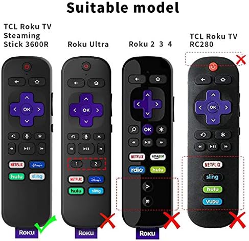 (4-Pack) for 3600R TCL Roku TV Stick Remote Case Cover,TOLUOHU for TCL Roku Remote Control,Cover Roku Express Skin Sleeve Silicone Shockproof with Lanyard-for RCAL7R/3921/3800/3810-Roku Remote Cover