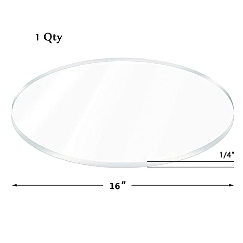 1/4" Thick Clear Round Plexiglass Sheet 16" Diameter Acrylic Board for Signs, Table Tops, Skylight, Windows Glass Alternative, Backdrops, DIY Crafts, Light Project - Best Round Acrylic Blanks
